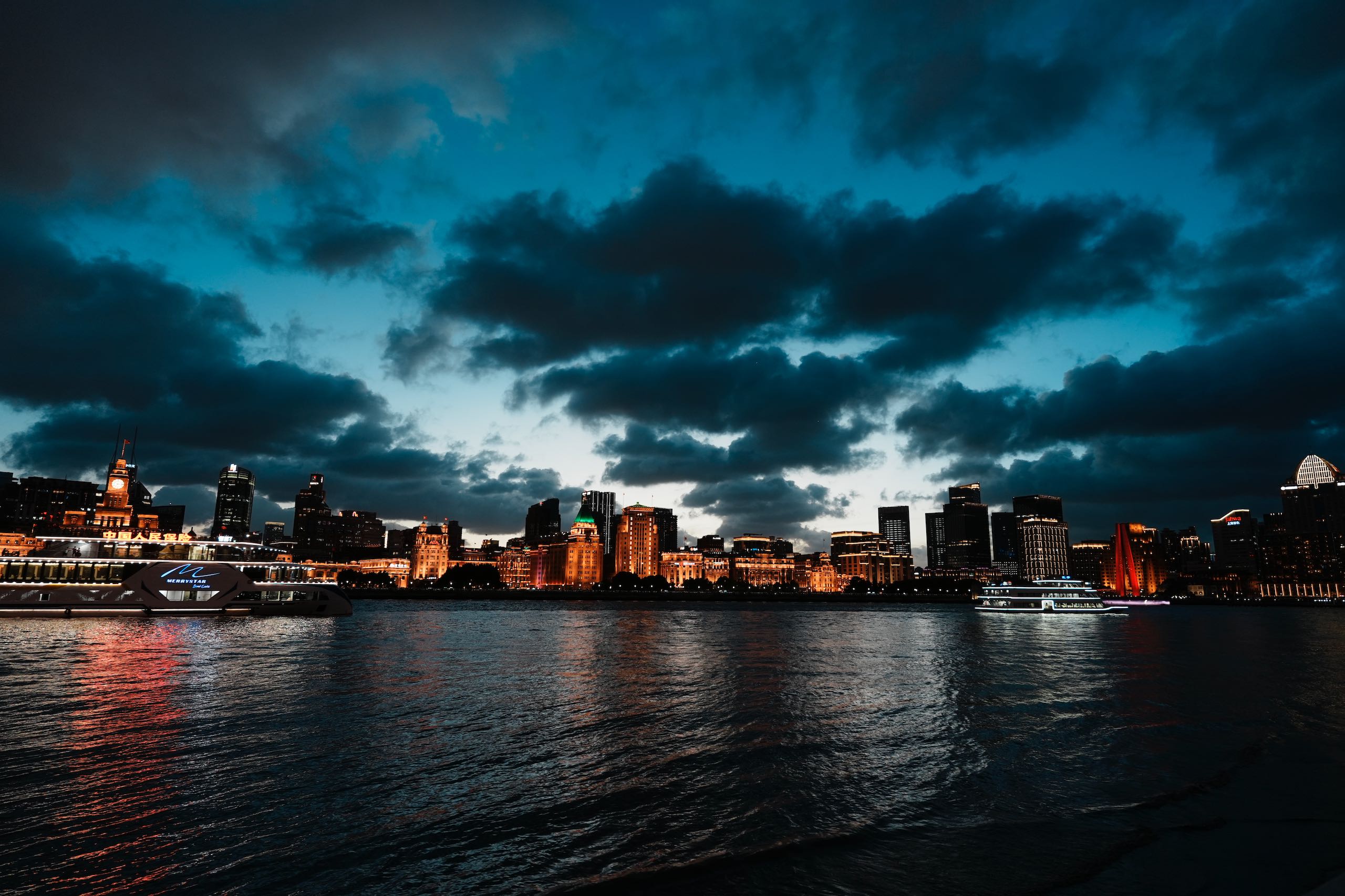 Blue hour at the Bund. July 24, 2024. Shanghai, China